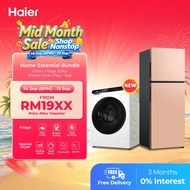 [Home Essential Bundle / FREE SHIPPING] Haier 2-Door Refrigerator 258L + 2-in-1 Washer Dryer (11kg +