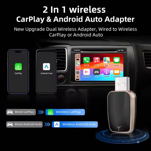 2025 Mini 2in1 Wireless CarPlay Android Auto Adapter Plug and Play with 5G WiFi Bluetooth USB Auto R