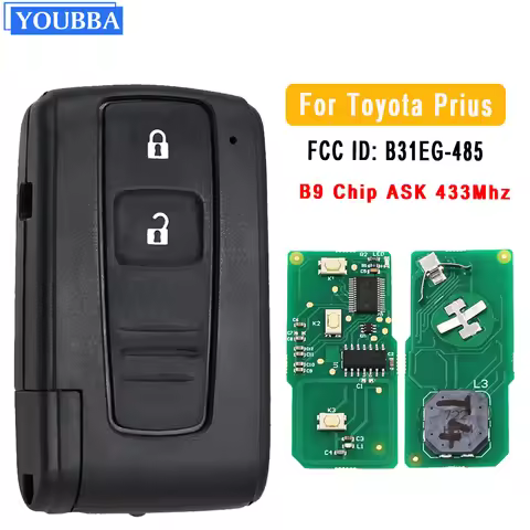 YOUBBA 2 Buttons ASK 433MHz Keyles Go Remote Key 4D B9 Chip for Toyota Prius FCC ID: B31EG-485 TOY43
