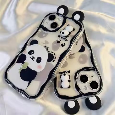 3D Panda Ears Chain Case For Motorola MOTO Edge 50 Ultra Pro G84 G75 G60 G53 G52 G35 G05 G34 G22 G30
