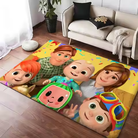Cute C-CoComelon Floor Mat Cozy Flannel Soft Thick Non-Slip Mat For Living Room Bedroom Kitchen Deco