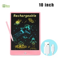 threetees 10 inch LCD Rechargeable Writing Tablet Built in Colorful Screen Writing Board Doodle Pads Drawing Board Rechargeable Toy Gifts for 3+ 4 5 6 7 8 Years Old Girls Boys