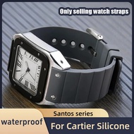 Gelang 20mm 23mm untuk Cartier Santos Sandoz 100 Tali Jam Tangan Silikon Gelang Jam Tangan Getah Kal