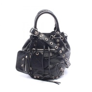 【二手】BALENCIAGALE CAGOLE 水桶包 702432 黑色皮革 女士兩用水桶包