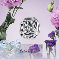 BAMOER 925เงินสเตอร์ลิง Iris Lotus Camellia ลูกปัดสีม่วง Zircon จี้ Charms สำหรับผู้หญิงสร้อยข้อมือส