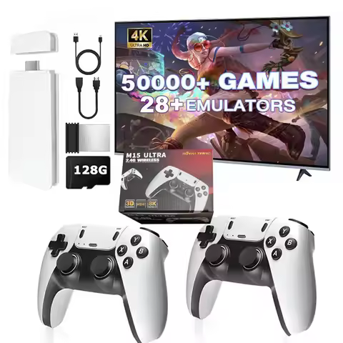 New 4K TV Game Stick M15 ultra 64G 128G Handheld Game Player 2.4G Dual Wireless Controller 50000+ Ga