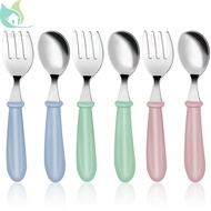 6Pcs Toddler Utensils Kit Stainless Steel Baby Forks and Spoons Cutlery Set with 3 Forks 3 Spoons SH