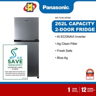 (Save 4.0) Panasonic Refrigerator (262L) Inverter Blue Ag The Fresh Safe Sleek Design 2-Door Fridge NR-TV261APSM