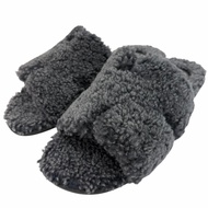 狀況極佳 ▼愛馬仕 Izmir 羊毛皮 H Logo Boa 拖鞋，灰色，44 碼，意大利製造，男士，帶防塵袋。