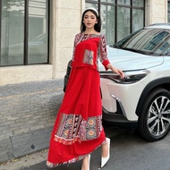 Red brocade Maxi dress set - Nha Ly Has Maxi