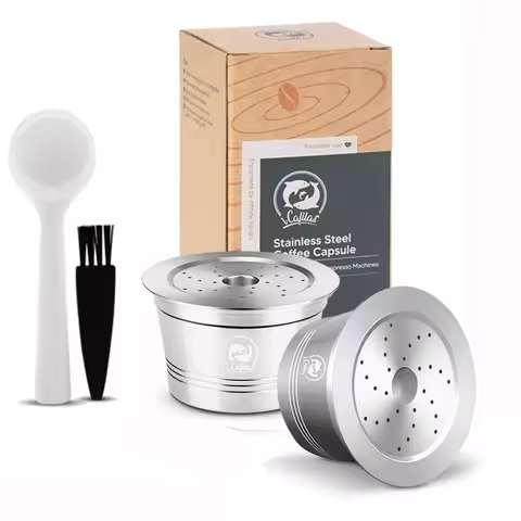 iCafilas Coffee pod For Caffitaly Tchibo Cafissimo Reusable Stainless Steel Coffee Capsule Pod Tampe