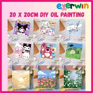 【EWW】Ready Stock 20x20cm DIY Oil Painting Art Craft Set Canvas Painting with Number Comes with Frame