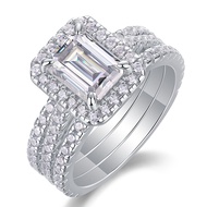 3EX VVS1 D Color 2ct 6x8 MM Emerald Cut Real Moissanite Diamond Engagement Ring 100% 925 Sterling Si