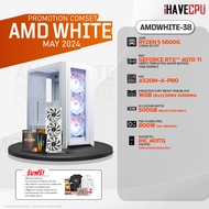 iHAVECPU คอมประกอบ AMDWHITE-38 RYZEN 5 5600G / RTX 4070 TI 12GB / A520M / 16GB DDR4 3200MHz (SKU-240519255)