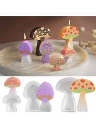 1入組3D蘑菇蠟燭模具，矽膠模具，肥皂模具，陶土模具，DIY石膏製作模具，手工藝品裝飾