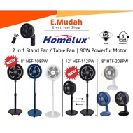 Homelux 2 in 1 Stand Fan/Table Fan/Wall Fan/Kipas Berdiri Dinding Meja | 90W Powerful Motor | HSF108