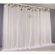 2-Layer Silk + Chiffon Curtain 3x3m as a Decror Birthday Decoration Backdrop for Restaurants and Hot