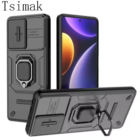 Slide Lens Camera Case For Xiaomi POCO F5 X5 C65 X6 Pro Redmi Note 12 12S Mi 13T Pro Turbo Plus Shoc