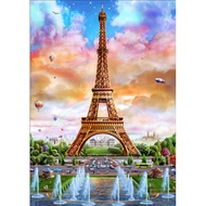 5D Diamond Embroidery Full Round Diamond Paris Eiffel Tower Scenery Rhinestone Diamond Painting Bead Painting