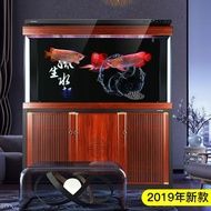 Tangki Ikan Arwana Besar Sensen Penapis Bawah Ruang Tamu Sangat Jelas Akuarium Berdiri Lantai Skrin 