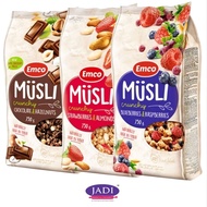 EMCO Muesli Crunchy 750g | Chocolate & Hazelnut, Strawberry & Almond, Blueberry & Rasberry | Halal