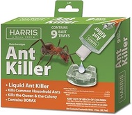 Harris Ant Killer, 3oz Liquid Borax Poison Value Pack Includes 9 Bait Trays for Indoor Use