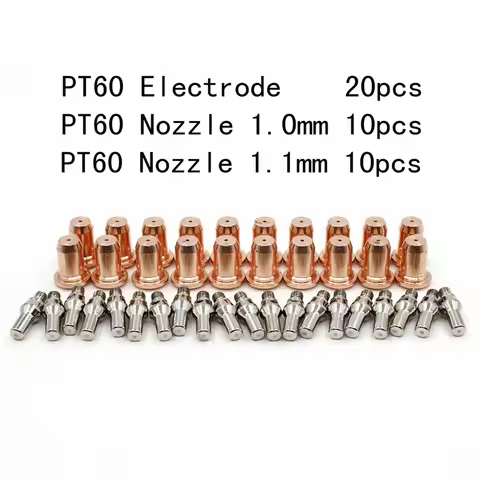 40pcs Plasma Tips Kit 1.0mm 1.1mm Electrode 52582 For PT60 PT40 IPT-40 Plasma Torch 1.0mm Nozzle 513