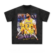 100% Cotton Retro Washed T-shirt Oversized, Breathable & Soft, Anthony Davis Baju 100% Kain Kapas