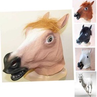 Halloween cos White Dragon Horse Mask Halloween Mask Latex Horse Head Mask Full Set Brown Horse Mask