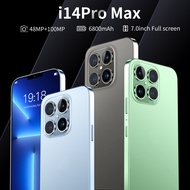 【 Hp Ready 2022】 I14 Promax 7.0นิ้ว HD โทรศัพท์มือถือ4G, 5G เครือข่าย Ram 16G ROM 512G I14 Pro Max แบตเตอรี่จดจำใบหน้า7300Mah Android 12.0 AI ขับเคลื่อน48mp + 100mp Qualcomm 8 Gen1