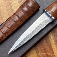 Portable Outdoor Knife Knife Steel Knife Ribs Portable Fruit Knife Damascus Wooden Box Field Knife S