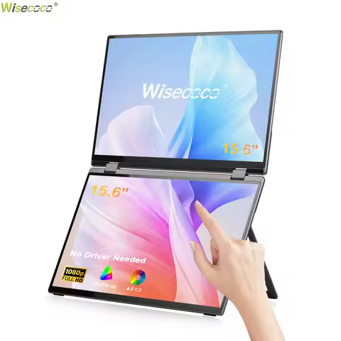Wisecoco 15.6-Inch 60Hz Laptop Screen Dual Display Stackable Triple Expander Touch Monitor HDMI Type