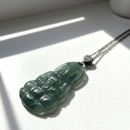 冰種油青翡翠觀音菩薩 925純銀墜頭 | 天然緬甸玉翡翠A貨 | 送禮