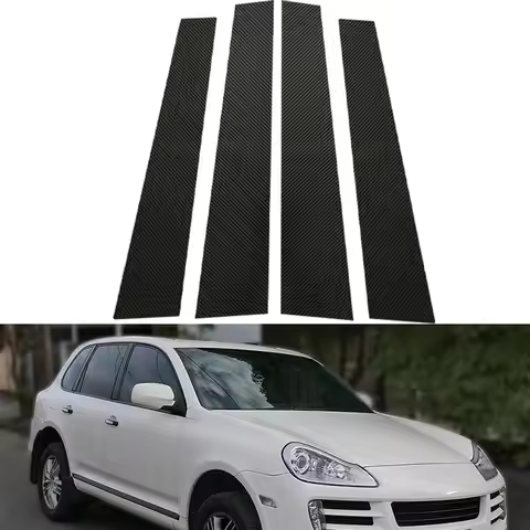 4Pcs/set Carbon Fiber Car B C Pillars Decal High Stick Window Post Accent Wrap for Porsche Cayenne 9