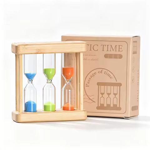 Hourglass Timer 1/3/5Min Wooden Frame Sand Timer-Colorful Hourglass for Kid, Classroom, Kitchen Home