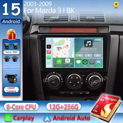 Android 15 For Mazda 3 I BK 2003 - 2009 2K QLED Android Car Radio CarPlay Multimedia Video Player GP