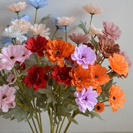 6 Heads Zinnia Artificial Flowers | 60cm Fake Daisy Bouquet for Wedding Wall Decor, Living Room & Ho