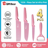 GM Bear Pisau Dapur Diamond Set (4 in 1) 1526 - Pink Diamond Knife Set