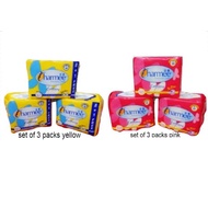 Charmee Cottony Sanitary Napkin 8 pads Pink or Yellow (set of 3 packs only)