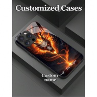 1pc Customizable Dragon Bursting Through Night Sky With Waterfall-Like Flames Tempered Glass Phone C