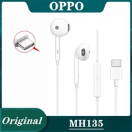Original OPPO MH135 Earphone With Microphone TYPE-C Plug For Reno r15 r17 FIND X A1 A3 A5