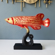 Blood Dragon Arowana Fish Statue - Golden Dragon Qua Boi Fish Tank Decoration Luxurious Desk Fortune