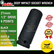 Hans Deep Impact Socket Wrench 21mm 1/2 inch drive 6 points | Black Socket Wrench | 84300M21