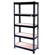 G.House Online HUMMER ชั้นวางของเหล็กพื้นไม้ 5 ชั้น B รุ่น YH-SF023B 70x30x150ซม. สีดำ ของแท้