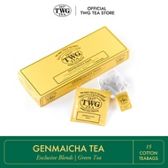 TWG Tea | Genmaicha Tea, Japanese Green Tea Blend in 15 Hand Sewn Cotton Tea Bags in Giftbox, 37.5g