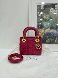 👜Dior Lady dior Purplish- Pink Lambskin leather GHW Label of year 2016 迪奧 Lady 三格黛妃包 紫粉色小羊皮 金扣 16年標