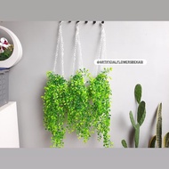 BUNGA KEMUNING + POT GANTUNG RANTAI (8811)/ bunga hias/ Juntai Artificial Plastik Imitasi Palsu