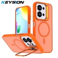 KEYSION Lens Stand Magnetic Phone Case for Redmi 15C 171mm Matte Translucent Shockproof Back Cover f