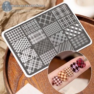 [PANDAB] 10*15 Cm Plus Size Plaid Nail Art Stamping Plates Winter Plaid Nail Plates Argyle Nail Art 