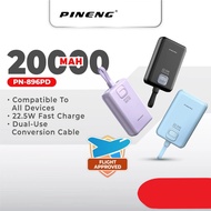 [3C Certified] Pineng PN-896PD 22.5W 20000mAh Portable Powerbank Fast Charge Detachable Cables PN896